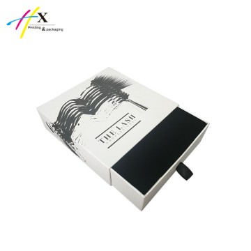 sliding paper eyelashes box with velvet inside