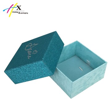 Green glitter paper packing box with necklace insert  