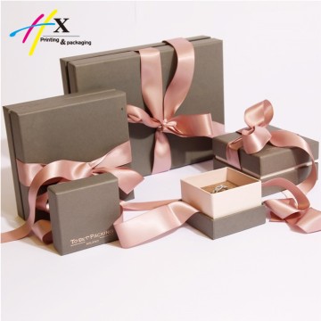 Brown fancy paper box for jewelry storage