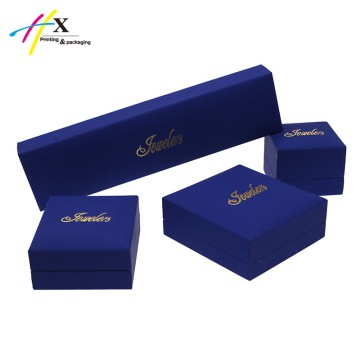 Beautiful blue set jewelry boxes with gold stamping logo