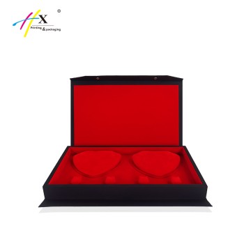 Big black leather jewelry box for double set jewelry