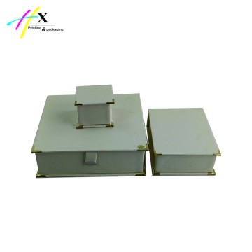 Cream PU Leather jewelry set box with button closure