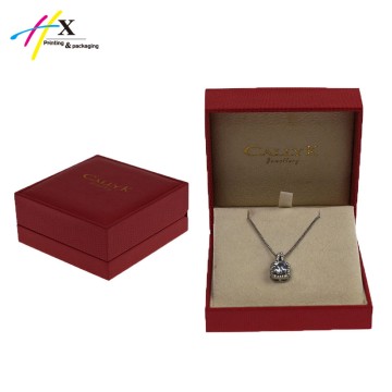 Red Leatherette Paper Necklace Jewelry Box