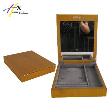 wooden jewelry collection set box, custom jewelry box with mirror