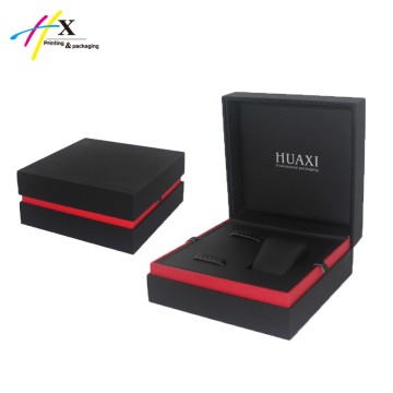 customized black paper surface luxury wooden watch box