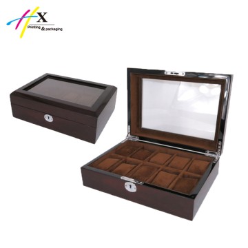 high end wooden box 10 slots watch collection box with lock