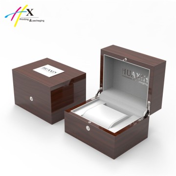 high end wood veneer finishing watch packaging box brand logo