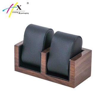 Glossy finishing dark brown watch display stand