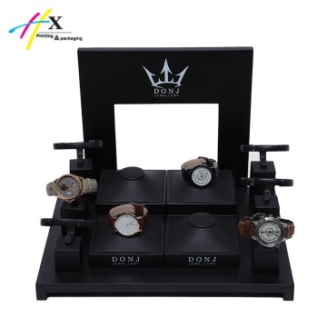 black matte lacquered jewelry and watch display