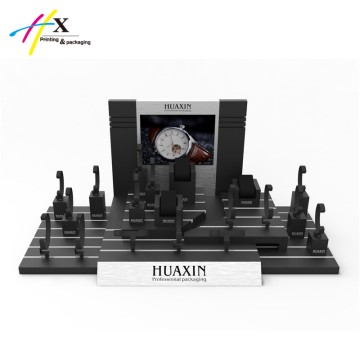 high quality custom design MDF and metal decoration watch display 