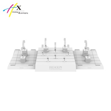 OEM clear acrylic and white matte finish MDF watch display 