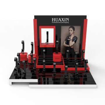 black and red glossy finishing watch display for store window
