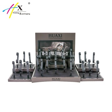 3 parts dark brown glossy finishing watch display stand