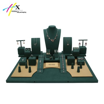 dark green and golden microfiber jewellery display can be Customized 500*447*50(h)mm 