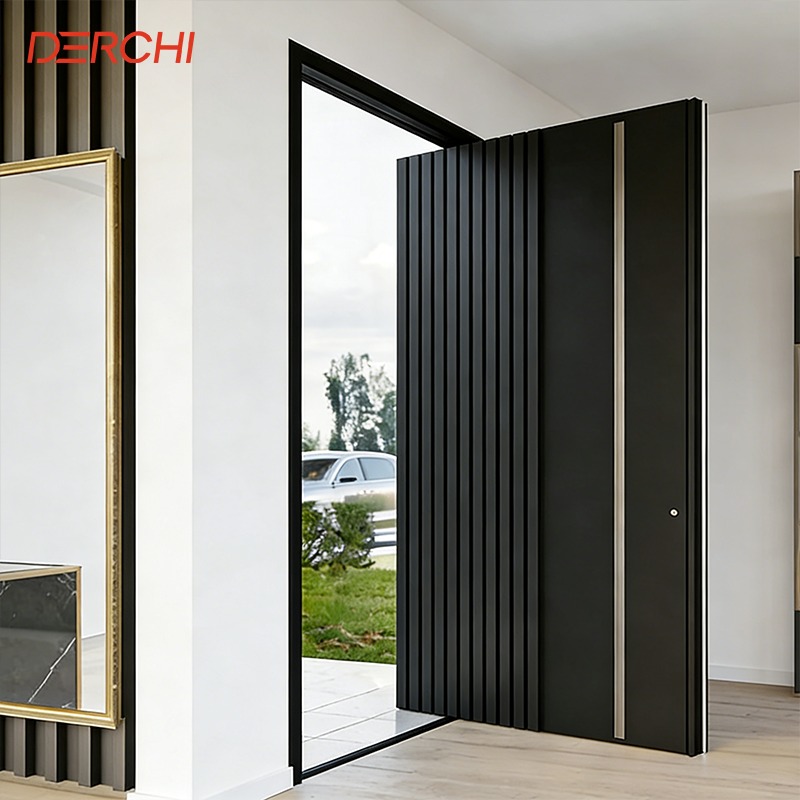 Custom Hurricane Impact Aluminum Pivot Doors with Smart Lock (1).jpg