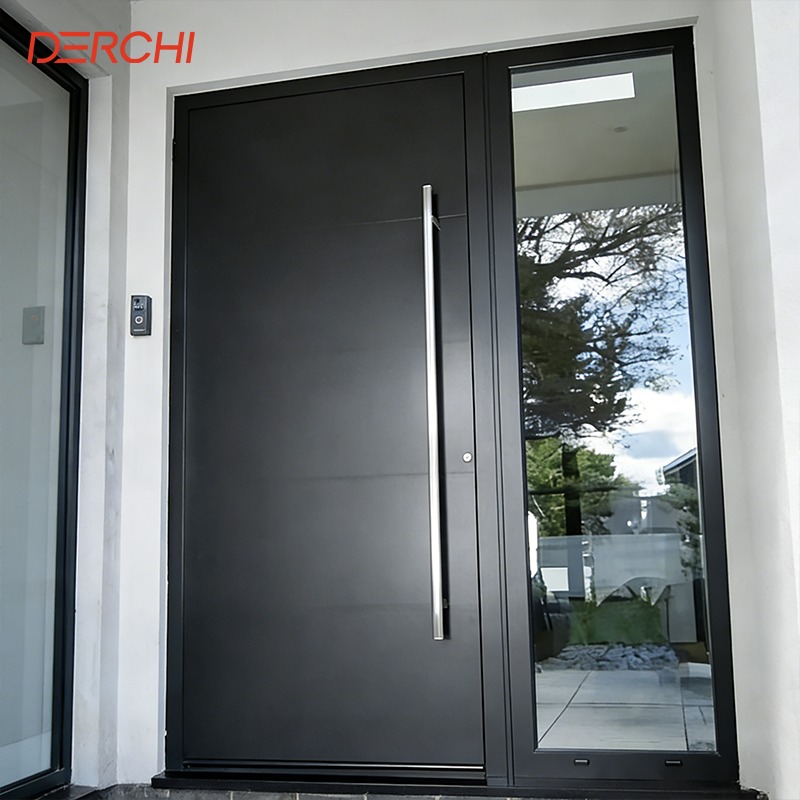 Custom Hurricane Impact Aluminum Pivot Doors with Smart Lock (2).jpg