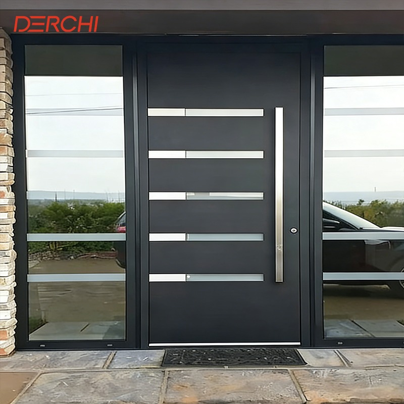 Custom Hurricane Impact Aluminum Pivot Doors with Smart Lock (3).jpg