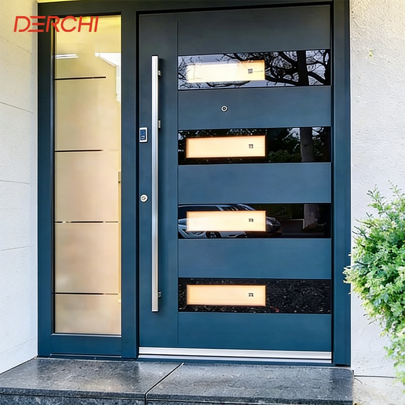 Custom Hurricane Impact Aluminum Pivot Doors with Smart Lock (5).jpg
