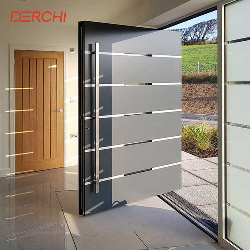 Custom Hurricane Impact Aluminum Pivot Doors with Smart Lock (6).jpg