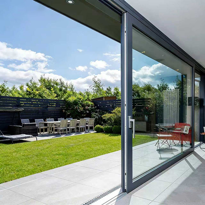 DERCHI American Exterior Hurricane Proof Soundproof Double Tempered Glass Aluminium Thermal Break Outdoor Balcony Patio Sliding