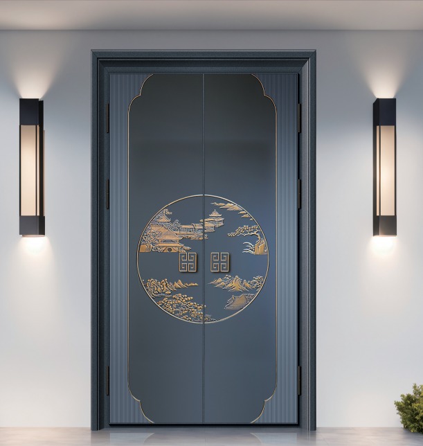 Aluminum Villa Entry Double Doors Luxury Custom Costa Rica - DERCHI