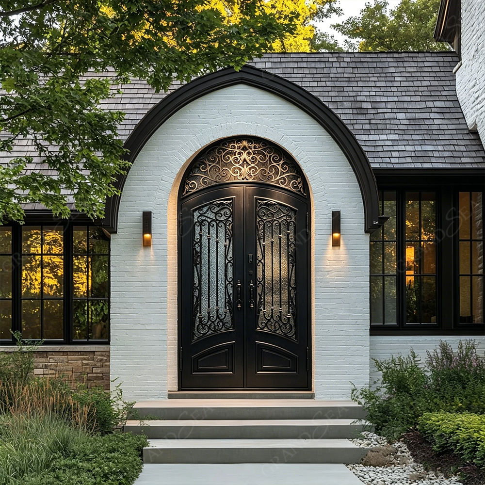 Riyadh Luxury Custom Wrought Iron Glass Door
