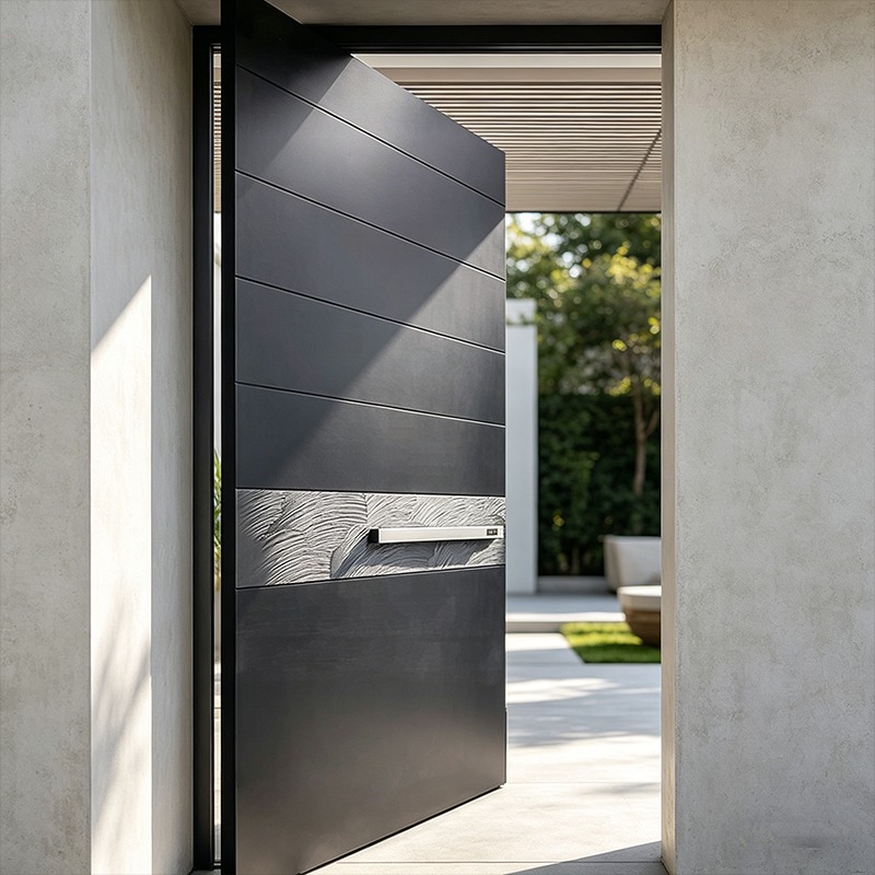 Hurricane Rated Aluminum Pivot Door | Commercial Front Entry - DERCHI