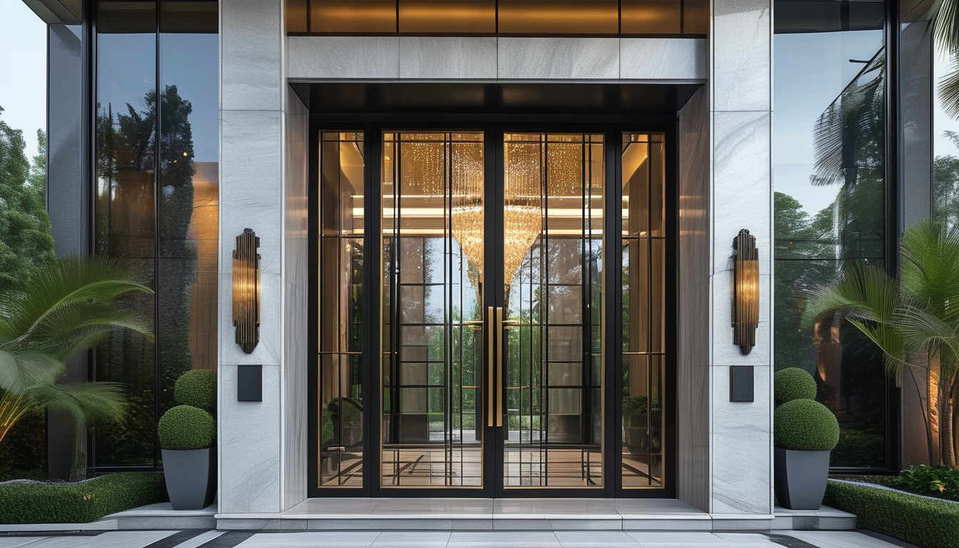 Luxury Glass Entrance Door For Residential Development Projects