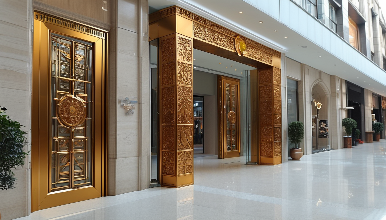 Secure Aluminum Entry Door For Shopping Centers