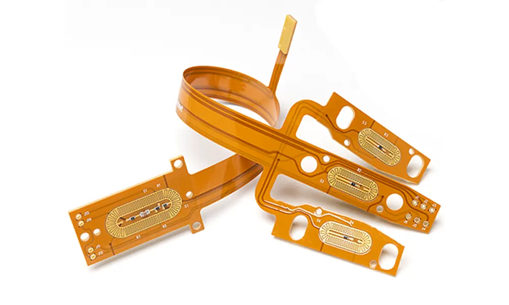 Flex PCB structure diagram with polyimide and copper layers