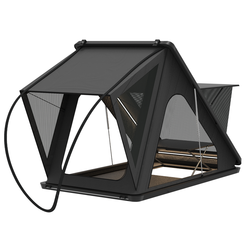 Hard Shell Rooftop Tent With SkyLight, Sunroof Entrance, Desk