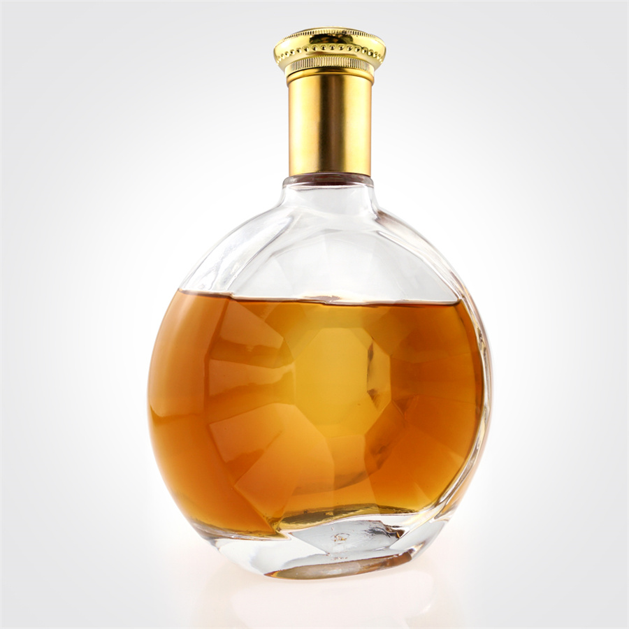 Unique custom embossed logo alcohol liquor 50cl glass bottle clear liquor whiskey bottle wine bottle with cap