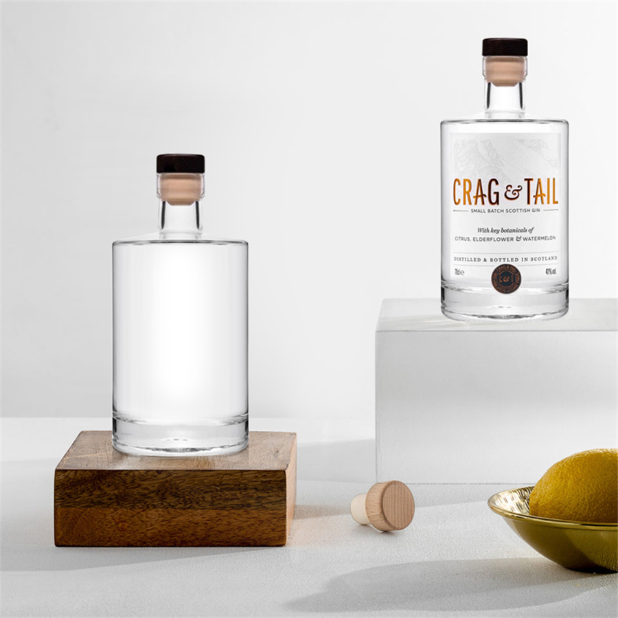 Customized cylinder liquor bottle 750ml 500ml gin whisky spirit vodka brandy bottle packing whiskey bottle