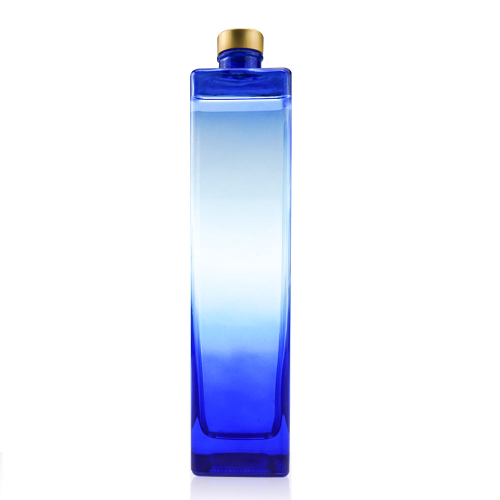 Square shape 700ml 750ml 1000ml custom bottle for gin rum vodka brandy glass bottle alcohol wine bottle