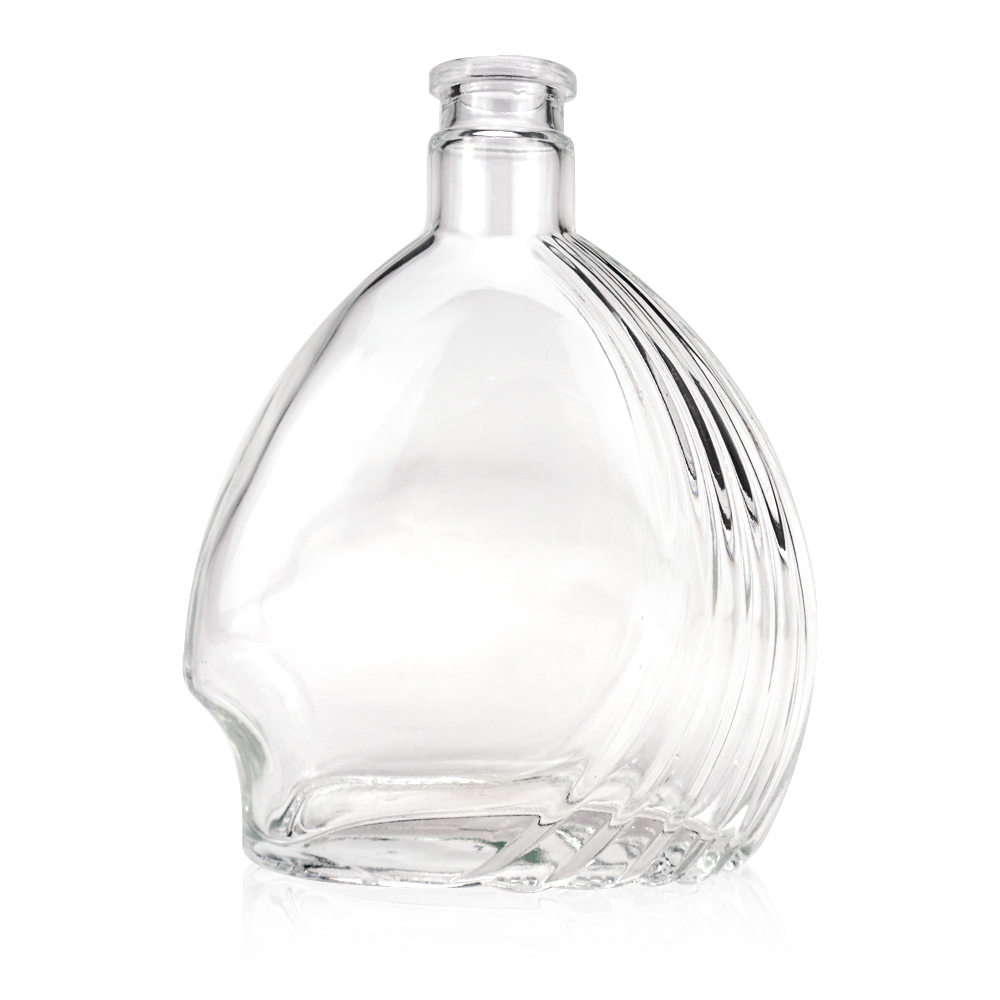 Wholesale irregular shape glass 500ml clear wine liquor whisky nordic glass bottle with cork