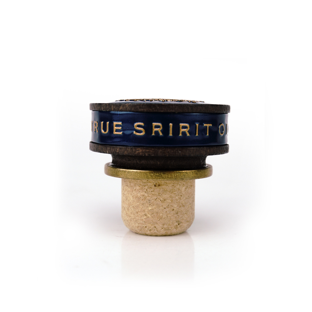 T shape Custom Color Aluminum Wooden Top Cap Wine Spirits Liquor Tops Wooden synthetic Cork Bottle Stopper