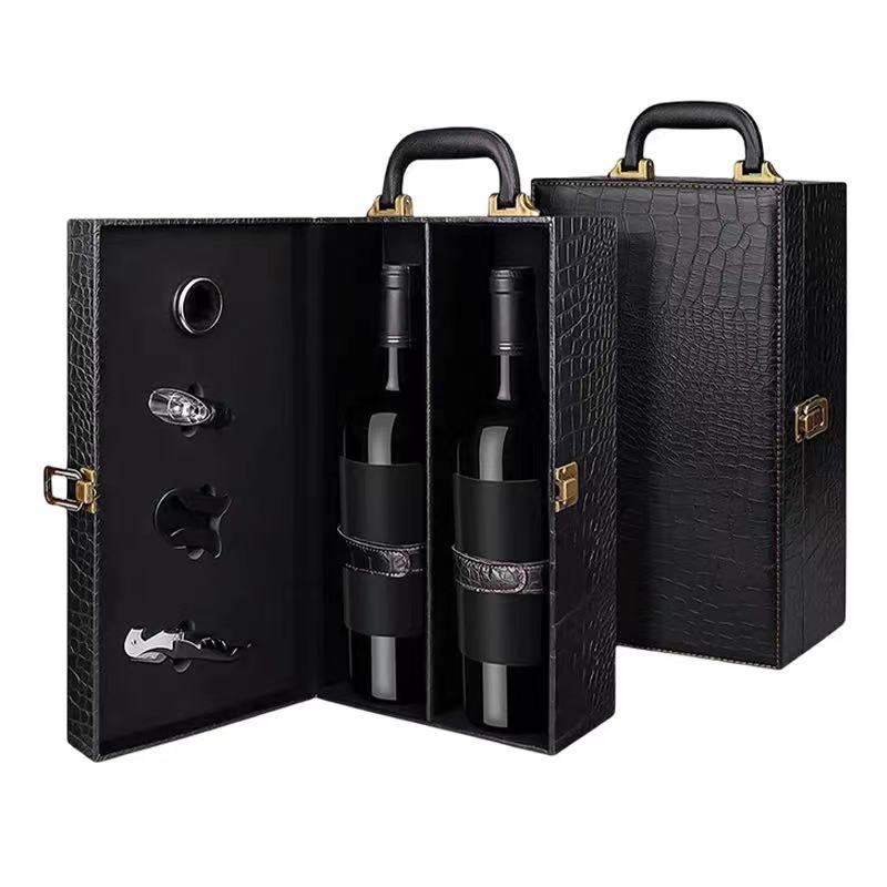 Custom logo black luxury magnetic paper folding box foldable packing wine bottle packaging gift wine box