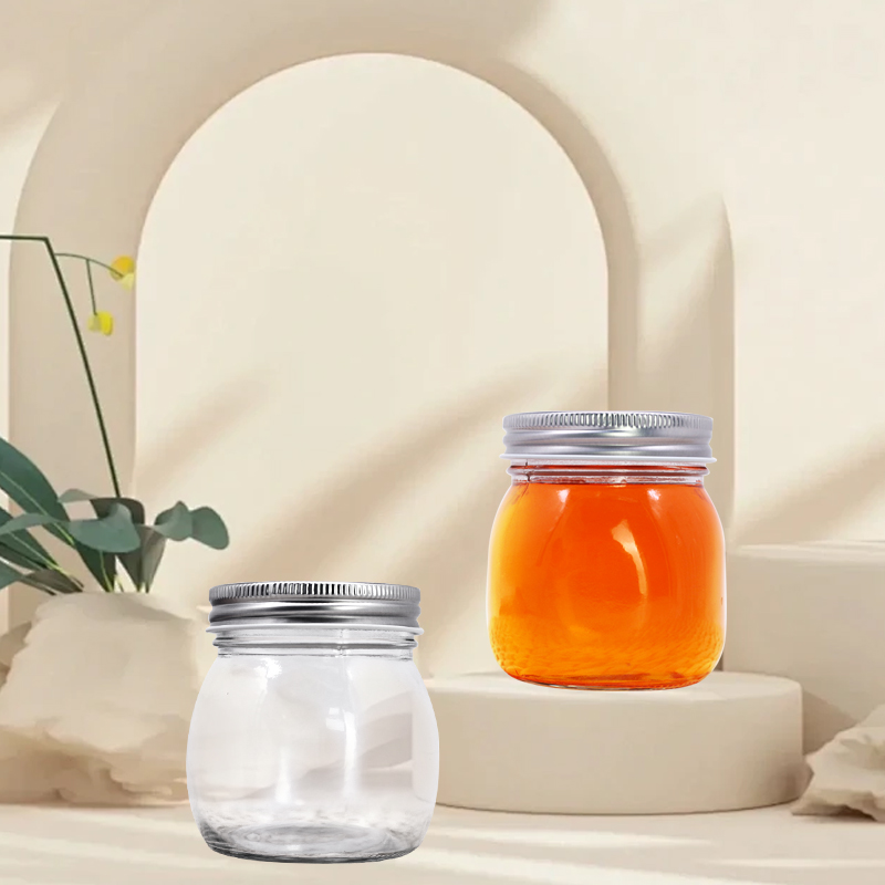 10oz 250ml square round glass food canning mason jar with metal lid