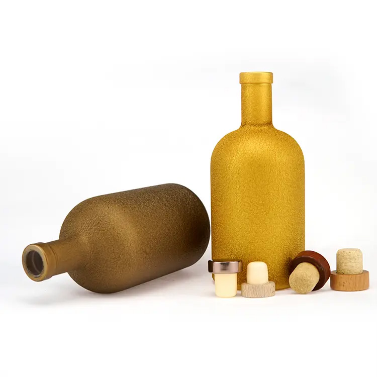Custom 50ml 100ml 200ml 375ml 500ml 750ml 1000ml Nordic Style Glass Vodka Bottle for Gin Whisky Olive Oil with Cork