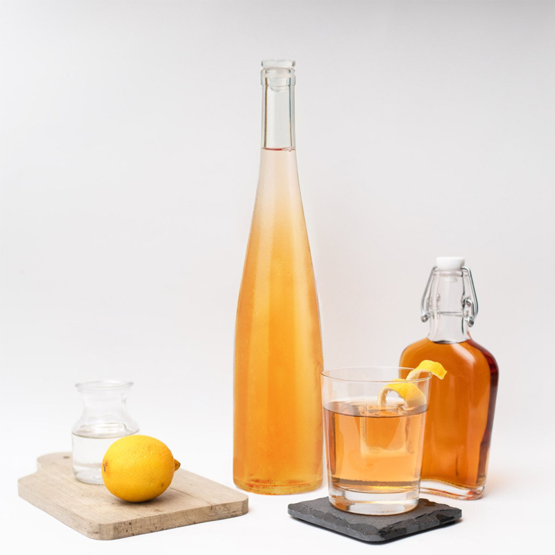 customized discount round cork mouth long neck thick bottom whiskey vodka liquor glass bottle