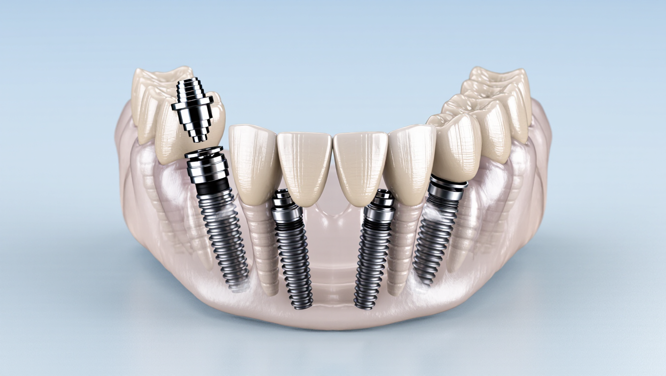 Titanium Dental Implant For Fixing Full Arch Dentures