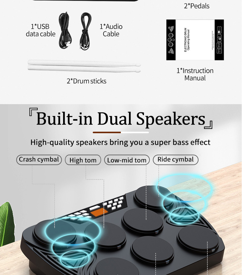 Electric Drum Kit Professional Musical InstrumentsMidi Electronic Drum Set-1 (3)rgh