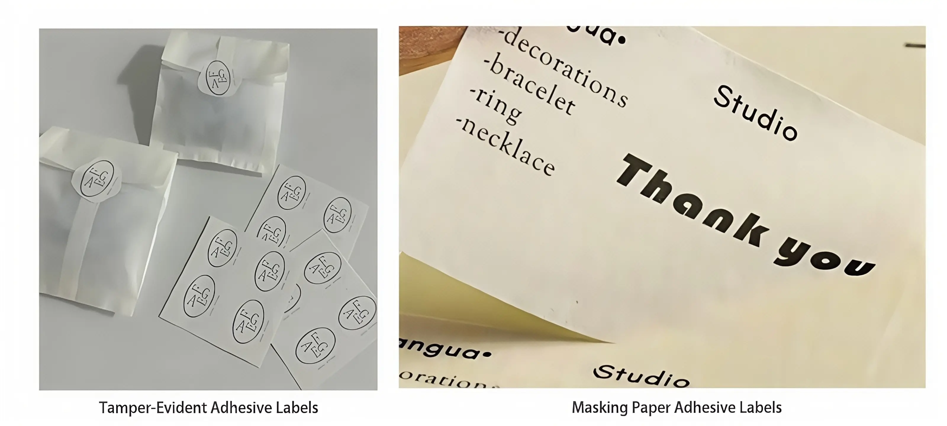 壊れやすい紙とマスキング紙の粘着ラベル