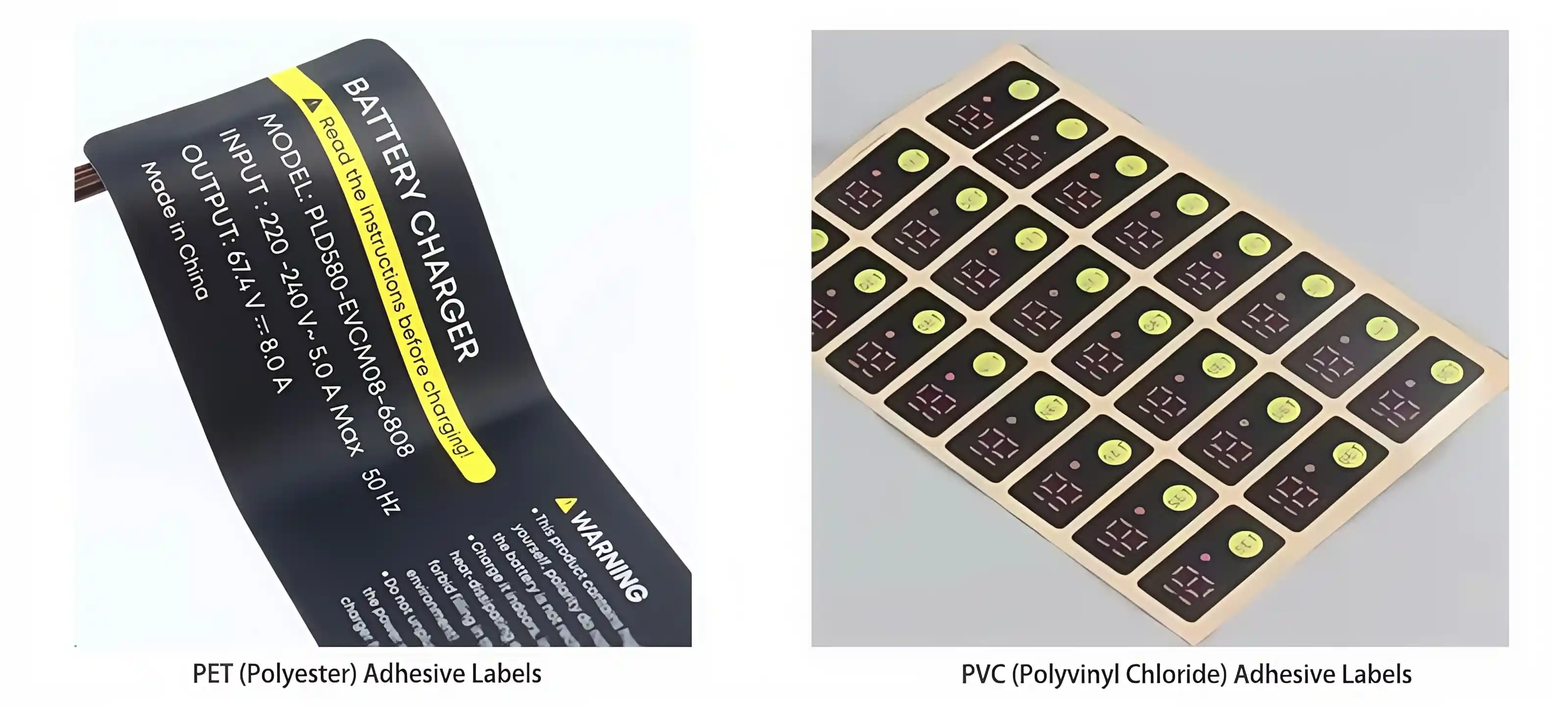 Etiquetas adesivas de PET e PVC