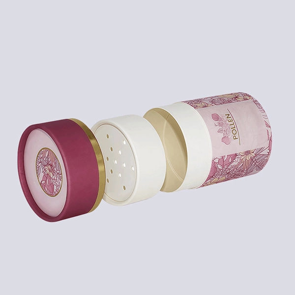 Sustainable food-grade cardboard tubes for sea salt, ideal for premium packaging.