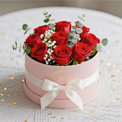 Christmas gift paper tube with flowers, eco-friendly packaging.