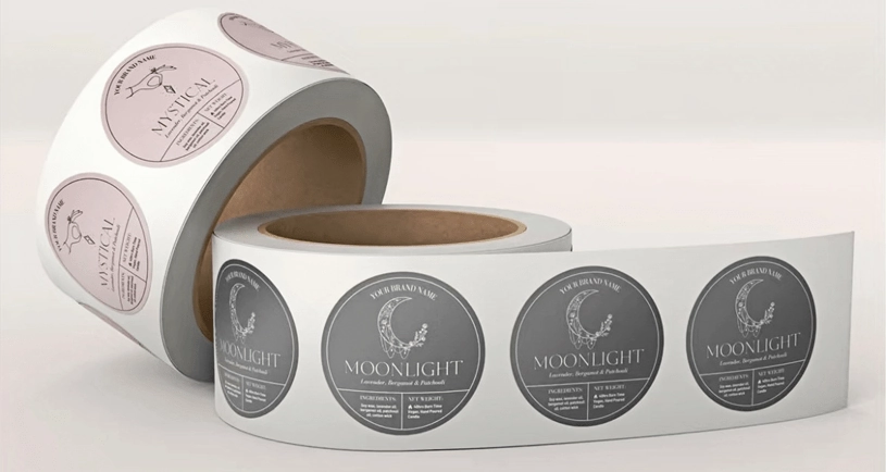 Personalized eco adhesive labels, designed for environmentally-conscious packaging.