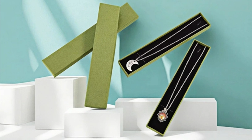 Custom jewelry paper boxes with eco-friendly materials for premium jewelry packaging.