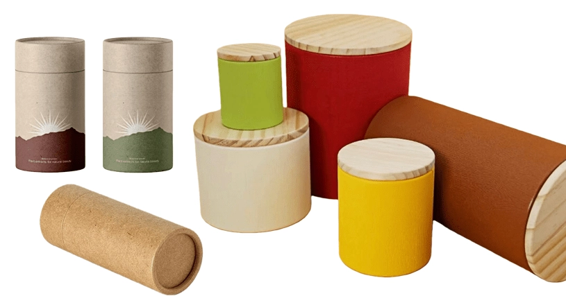 Different types of paper cylinders used in packaging.