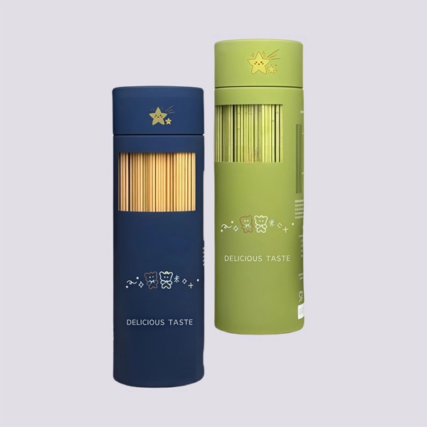 Biodegradable paper tube pasta packaging.
